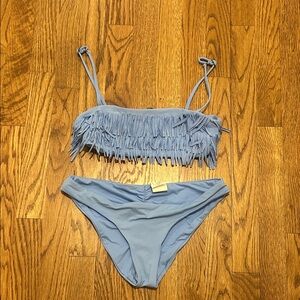 Elegant Blue Fringe Bikini Set